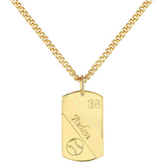 Engraved Banner Baseball Dog Tag 20 Necklace