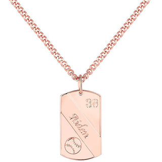 Engraved Banner Baseball Dog Tag 20 Necklace