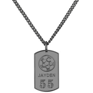 Engraved Soccer Dog Tag 20 Necklace