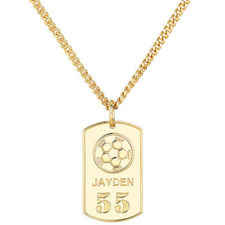 Engraved Soccer Dog Tag 20 Necklace
