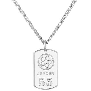 Engraved Soccer Dog Tag 20 Necklace