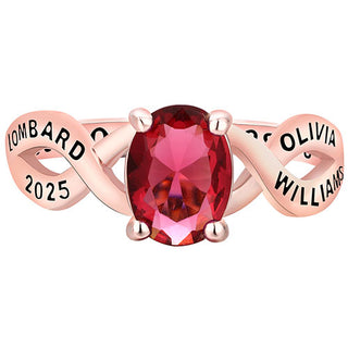 Women's 14K Rose Gold Plated Oval Birthstone Infinity Class Ring