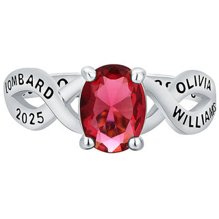 Women's Sterling Silver Oval Birthstone Infinity Class Ring