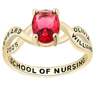 Women's Gold over Sterling Oval Birthstone Infinity Class Ring