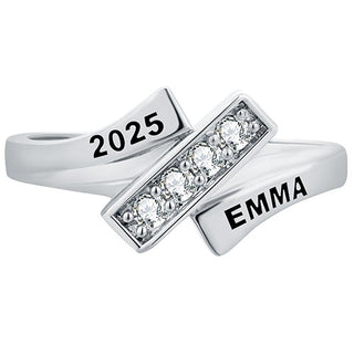 Women's Sterling Silver CZ Bypass Class Ring