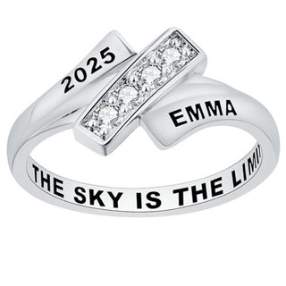 Women's Sterling Silver CZ Bypass Class Ring