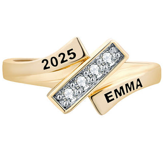 Women's Gold over Sterling CZ Bypass Class Ring