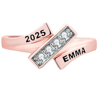 Women's  Rose Gold over Sterling CZ Bypass Class Ring