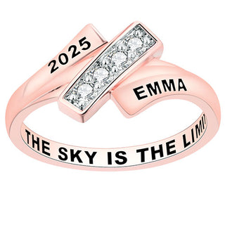Women's  Rose Gold over Sterling CZ Bypass Class Ring