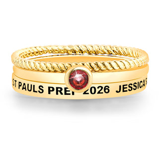 Women's Gold over Sterling Round Birthstone Stackable Freestyle Class Ring