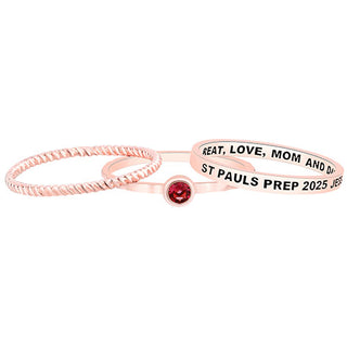 Women's 14K Rose Gold Plated Round Birthstone Stackable Class Ring