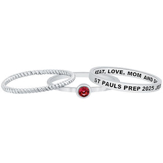Women's Sterling Silver Round Birthstone Stackable Class Ring