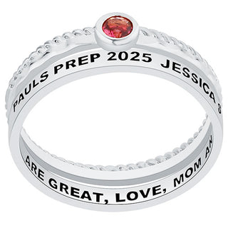 Women's Sterling Silver Round Birthstone Stackable Class Ring