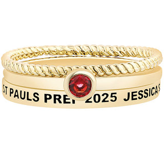 Women's Gold over Sterling Round Birthstone Stackable Class Ring