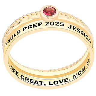 Women's Gold over Sterling Round Birthstone Stackable Class Ring