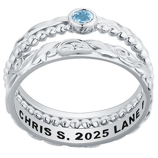 Women's Platinum Plated Round Birthstone Stackable Class Ring