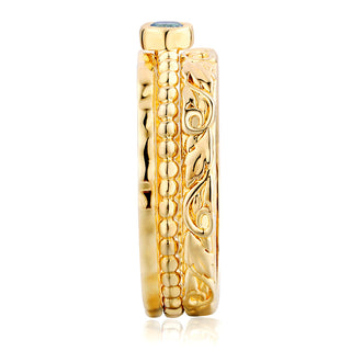 Women's 14K Gold Plated Round Birthstone Stackable Freestyle Class Ring