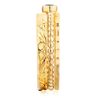 Women's 14K Gold Plated Round Birthstone Stackable Freestyle Class Ring