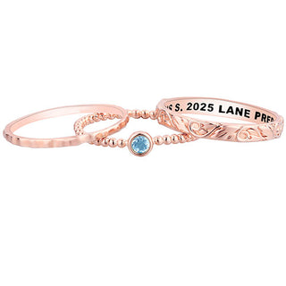 Women's 14K Rose Gold Plated Round Birthstone Stackable Class Ring