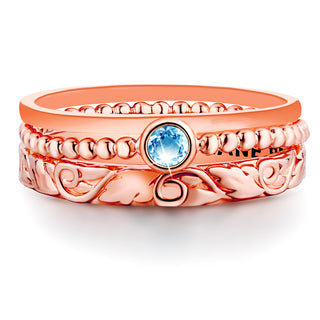 Women's Rose Gold over Sterling Round Birthstone Stackable Freestyle Class Ring