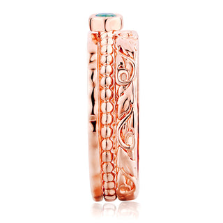 Women's 14K Rose Gold Plated Round Birthstone Stackable Freestyle Class Ring