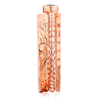 Women's 14K Rose Gold Plated Round Birthstone Stackable Freestyle Class Ring