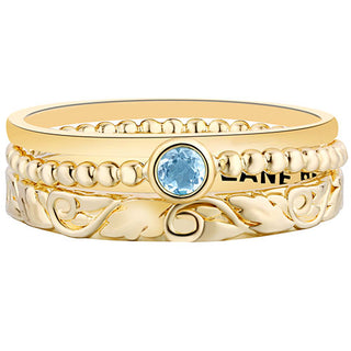 Women's Gold over Sterling Round Birthstone Stackable Class Ring