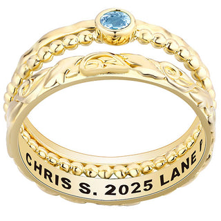 Women's Gold over Sterling Round Birthstone Stackable Class Ring