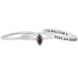 Women's Sterling Silver Marquise Birthstone Stackable Class Ring