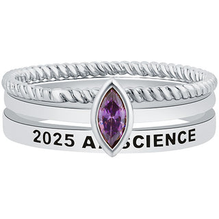 Women's Sterling Silver Marquise Birthstone Stackable Class Ring