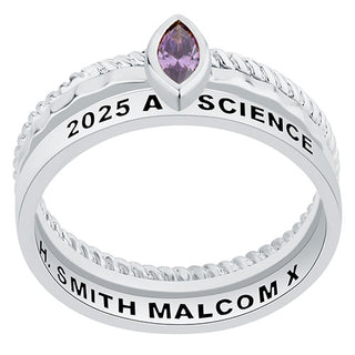 Women's Sterling Silver Marquise Birthstone Stackable Class Ring