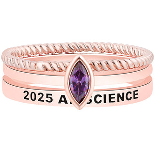 Women's Rose Gold over Sterling Marquise Birthstone Stackable Class Ring