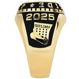 Men's Yellow CELEBRIUM Traditional Oval Stone Class Ring
