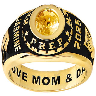 Ladies Yellow CELEBRIUM Traditional Oval Stone Class Ring