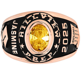 Ladies Rose Gold CELEBRIUM Traditional Oval Stone Class Ring