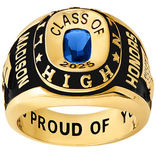 Ladies Yellow CELEBRIUM Double Row Traditional Class Ring
