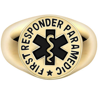 Men's 2 Micron Gold over Sterling Signet First Responder Ring
