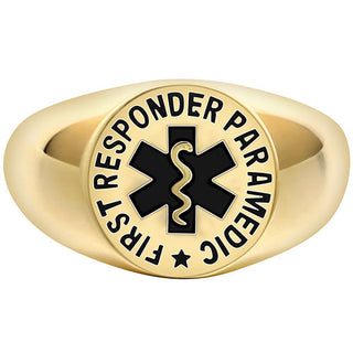 Ladies 2 Micron Gold over Sterling Signet First Responder Ring