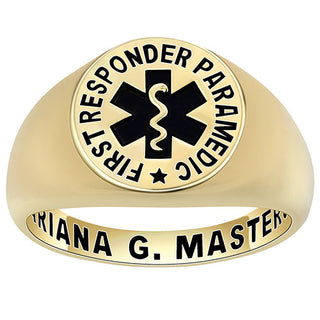 Ladies 2 Micron Gold over Sterling Signet First Responder Ring
