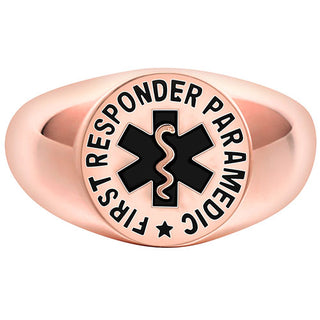 Ladies 2 Micron Rose Gold over Sterling Signet First Responder Ring