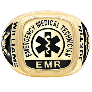 Men's 2 Micron Gold over Sterling EMR First Responder Ring