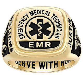 Men's 2 Micron Gold over Sterling EMR First Responder Ring