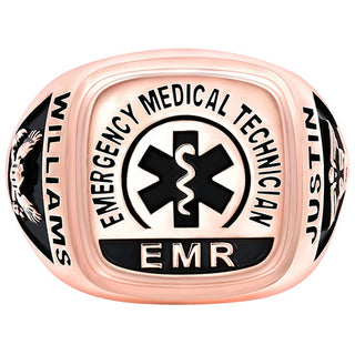 Men's 2 Micron Rose Gold over Sterling EMR First Responder Ring