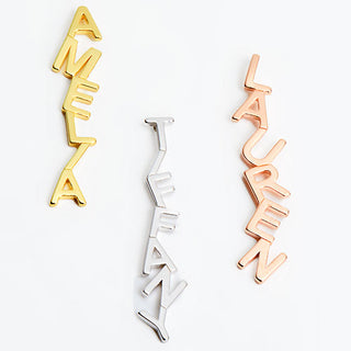 Zig-Zag Vertical Name Button Earrings