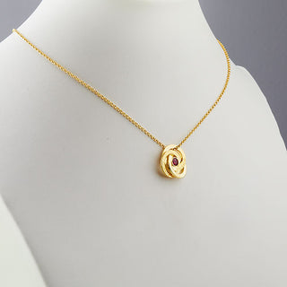 Engraved Interlocking Circles with Center Birthstone Necklace