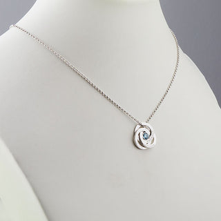 Engraved Interlocking Circles with Center Birthstone Necklace