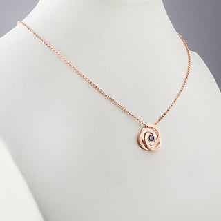 Engraved Interlocking Circles with Center Birthstone Necklace