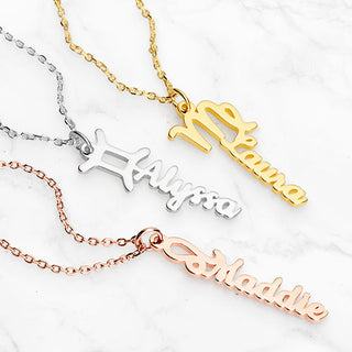 Zodiac Sign Vertical Name Necklace