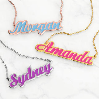 Enamel Script Name Necklace
