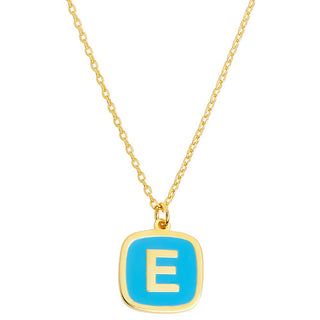 Cushion Shape Enamel Initial Necklace